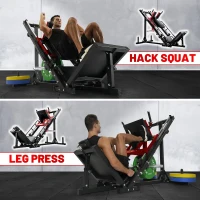 RitFit Two-in-One Leg Press & Hack Squat Machine – Professional Adjustable Home Gym Sled with Linear Bearings, Weight Storage Posts, Red(m-3)