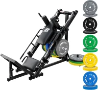 RitFit Professional Hack Squat and Leg Press Machine with Weight Plate Set, Linear-Guide Bearings, Plate Storage Posts — Versatile Lower-Body Home Gym(m-1)