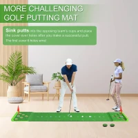 Sagsewful Golf Putting Pong Set – Foldable Crystal Velvet Putting Mat with Front Borders, 4 Balls, 2 Flags & Cups, Portable Bag – Indoor/Outdoor(m-6)