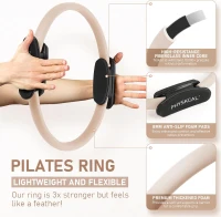 15"" Pilates Ring Kit with Core Ball, 3 Resistance Loops & 2 Flex Bands — Home Mat Pilates Essentials with Large Exercise Poster(m-2)