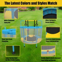 LANGXUN 60-inch Kids Trampoline (5 ft) 6-in-1 Indoor/Outdoor with Swing, Basketball Hoop, Dartboard & Rings — Birthday/Christmas Gift for Boys & Girls(m-3)