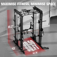 RitFit M1 / M1 Pro Smith Machine with Cable Crossover – Multi-Function Power Cage Package with Adjustable Bench & 260LB Bumper Plate Set(m-5)