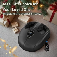 ALLYOUGER Shiatsu Foot Massager with Heat, Vibration, Air Compression and Deep Kneading for Plantar Fasciitis & Neuropathy — Removable Liners, Remote Control (Black)(m-9)