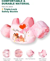 Puddle Float Jumper Swim Vest with Arm Floaties - Toddler Life Jacket for 20-70 lbs, Ages 1-9(m-4)