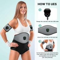 NEWPINE Powered Muscle Stimulator Fitness Belt — Grey(m-5)