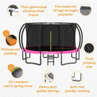 JUMPZYLLA Outdoor Trampoline with Enclosure & Ladder, 8FT–16FT (ASTM F381-16), Anti-Rust Coated Frame(m-3)