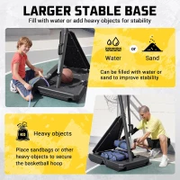 Aimking 44"" Shatterproof Backboard Basketball System, 4.8–10 ft Height-Adjustable Hoop for Youth, Teens & Adults (Indoor/Outdoor/Pool)(m-7)