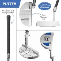 PGA TOUR Youth 10-Piece Golf Set for Ages 8–12 & 12+, Right or Left-Handed – Lightweight Clubs with Stand Bag(m-5)