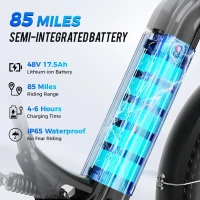 Aipas M1 Pro Adult Ebike — 1800W Peak Motor, 48V 17.5Ah Removable Battery, 26"" Fat Tire Electric Mountain Bike, Dual Suspension, 36MPH, 85-Mile Range, 7-Speed(m-3)