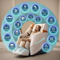 4D Full-Body Massage Chair - 55"" S+L Track Zero Gravity Recliner | 20 Auto Modes, 11 Techniques, 40-Airbag System | Yoga Stretch, App Control (Beige)(m-3)