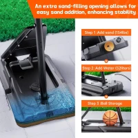 10ft Height-Adjustable Portable Basketball Hoop System with 45/48in Steel-Frame Backboard — Wheels & Fillable Base for Driveway, Backyard or Pool(m-5)