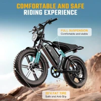 TST Electric Bike for Adults — 750W (1500W Peak) Motor, 28 MPH, 48V 25Ah Removable Battery, 20"" Fat Tires, Hydraulic Suspension, 7-Speed (Up to 100 Mile Range)(m-4)