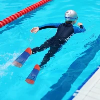 Junior Swim Training Fins — Soft Silicone Short Flippers for Children, Boys & Girls, Beginner Swim Aid(m-5)