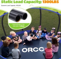 ORCC Heavy-Duty Trampoline (8–16 ft) – 1200 lbs Capacity, ASTM & CPSIA Tested, Basketball Hoop, Sprinkler, Spiral Ground Stakes, Extra Materials for Safety(m-2)