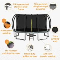 JUMPZYLLA Outdoor Trampoline with Enclosure & Ladder — 8FT to 16FT | ASTM F381-16 Certified | Anti-Rust Coated Frame(m-3)