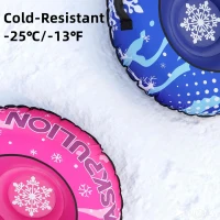 48"" Heavy-Duty Inflatable Snow Tube — Cold-Resistant with Canvas Cover, Padded Handles, Reinforced Bottom & Tow Rope, Ideal Winter Gift(m-6)