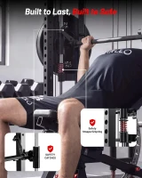 Mikolo M4 2.0 Ultra Smith Machine & 2200 lb Power Rack with Dual Cable Crossover and Leg Hold-Down Attachment(m-3)