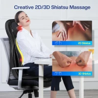 COMFIER Shiatsu Neck & Back Massage Pad with App Control — 2D/3D Deep-Kneading Chair Massager with Compression, Rolling, Vibration and Heat — Black Full-Body Massage Cushion(m-4)