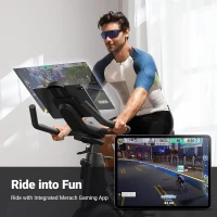 MERACH Magnetic Indoor Cycling Bike with FantomFite App, 40 lb Flywheel & 350 lb Capacity — Smart Home Exercise Bike(m-7)