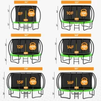 JUMPZYLLA Outdoor Trampoline Set with Enclosure & Ladder — 8FT/10FT/12FT/14FT/15FT/16FT | ASTM Approved | Anti-Rust Coating(m-8)