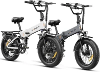 Jasion X-Hunter Folding Electric Bike — 1400W Peak Motor (750W Rated), 30 MPH, 624Wh Removable Battery, 20""x4"" Fat Tires, Full Suspension, 7-Speed E-Bike(m-1)