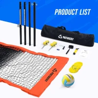 Patiassy Backyard Volleyball System – Professional Portable Outdoor Set with Adjustable Aluminum Poles, Precision Winch, Steel Stakes, Anti-Sag Net, Pump and Heavy-Duty 1680D Bag(m-8)