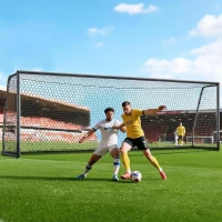 MOPHOTO Aluminum Soccer Goals (6x4/8x6/10x6.5/12x6/16x7/18.5x6.5/21x7/24x8 ft) – Durable Backyard and Training Goals for Teens & Adults(m-1)