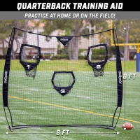 GoSports Football Throwing Net - QB Training Net (8'x8' or 6'x6') - Black or Red(m-2)