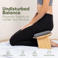 Portable Bamboo Seiza Meditation Bench with Removable 1.6"" Thick Cushion, Magnetic Locking Hinges and Canvas Carry Bag(m-2)