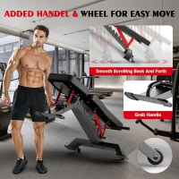 Adjustable Heavy-Duty Workout Bench – 1300 lb Capacity Incline/Flat/Decline Bench with Wheels and Quick Setup(m-5)