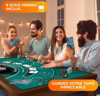 Newverest 70"" x 35"" Blackjack Table Top – Casino-Style Poker Mat for Home Game Nights, Zipper Storage Bag with 8 Coasters in Gift-Ready Box(m-3)