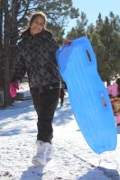 Slippery Racer Downhill Xtreme Flexible Plastic Toboggan — Adults & Kids Snow Sled for Up to 2 Riders with Pull Rope and Handles(m-2)