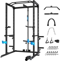 Multi-Functional Power Cage — Heavy-Duty Rack with J-Hooks, Dip Handles, Landmine, and Optional Cable Pulley System for Home Gym(m-5)