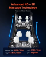 VEVOR 4D+3D Full-Body Massage Chair - 53"" SL Track, Dual-Core 4D+3D Mechanism, AI Voice, Electric Extendable Footrest, Yoga Stretch, TFT Touchscreen(m-7)