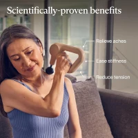 TheraGun Relief by Therabody — Lightweight, User-Friendly Percussion Massage Gun (Sand) with 3 Speeds & 3 Science-Backed Attachments for Everyday Pain Relief(m-2)