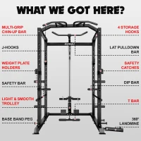 GOIMU C1-V4 Power Cage — 2000 lb Capacity Squat Rack with Lat Pulldown, Multi-Function Strength Cage with Extensive Attachments for Home Gym/Garage(m-3)