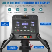 SPART Professional Stair Stepper Machine with 18"" LED Display, 15-Speed Levels, Speaker, Cooling Fan, Wireless Charger and Safety Key — Commercial Home Climber(m-3)