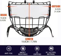 GY Hockey Helmet Cage and Face Shield Protector Combo — Steel Wire Cage with Polycarbonate Visor(m-3)