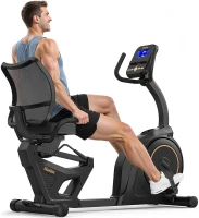 Niceday Recumbent Magnetic Exercise Bike with Smart App Compatibility — 32-Level Electric Resistance, 18 lb Quiet Flywheel, LCD Monitor, Heart-Rate Handles, 400 lb Capacity(m-1)