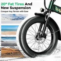 KEBIKO 1000W Peak Folding Electric Bike with Removable 48V 20Ah Battery, 30+ MPH, 80-Mile Max Range, 20"" Fat Tire Foldable E-Bike for Adults(m-5)