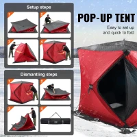 VEVOR Insulated Pop-Up Ice Fishing Tent – 600D High-Density Oxford, 80g Cotton Fill, Hub-Style Shelter for 1–8 Persons, Waterproof, Includes Anchors, Ropes & Carry Bag(m-4)