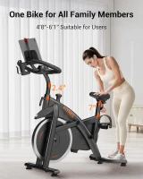 CURSOR FITNESS Indoor Exercise Bike — Silent Belt Drive Stationary Cycle with Comfortable Ventilated Seat, Tablet & Bottle Holders, 300 lb Capacity(m-6)