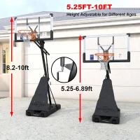Adjustable Outdoor Basketball Hoop with 44/54-inch Shatterproof Backboard, 5.25–10 ft Height Range, Portable Base with Sandbag(m-2)