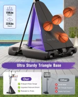 TONBUX Portable Basketball Hoop Outdoor 44/48"" Shatterproof PC Backboard, Stepless 5.25–10 ft Height Adjustment, Wheeled Base for Backyard & Driveway(m-4)