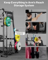 Mikolo M4 2.0 Smith Machine & Power Rack Combo with LAT Pull-Down, Dual Cable Crossover and 2200 lb Capacity(m-7)