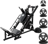 RitFit Pro Adjustable Leg Press & Hack Squat Station with Barbell Plate Set, Linear-Bearing Home Gym Equipment for Comprehensive Lower-Body Workouts and Weight Storage(m-1)
