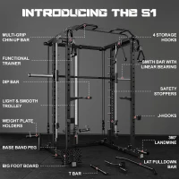 GOIMU S1-V4 Smith Machine Power Cage — 2000 lb Capacity All-in-One Squat Rack with Cable Crossover System and Multiple Attachments(m-3)