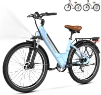 1000W Peak Adult Electric Bike — 26"" E-Bike with Removable Long-Range Battery, 7-Speed Drivetrain, Dual Suspension & Disc Brakes(m-6)