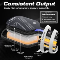 Advanced Pickleball Paddle — Ti-Carbon Hybrid Face, V-SONIC III 16mm Core, Large Sweet Spot, Mid-Weight, Extended Grip — USAPA Approved(m-6)