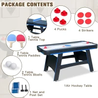 5-Foot 2-in-1 Air Hockey & Table Tennis Combo Table with Accessories(m-6)